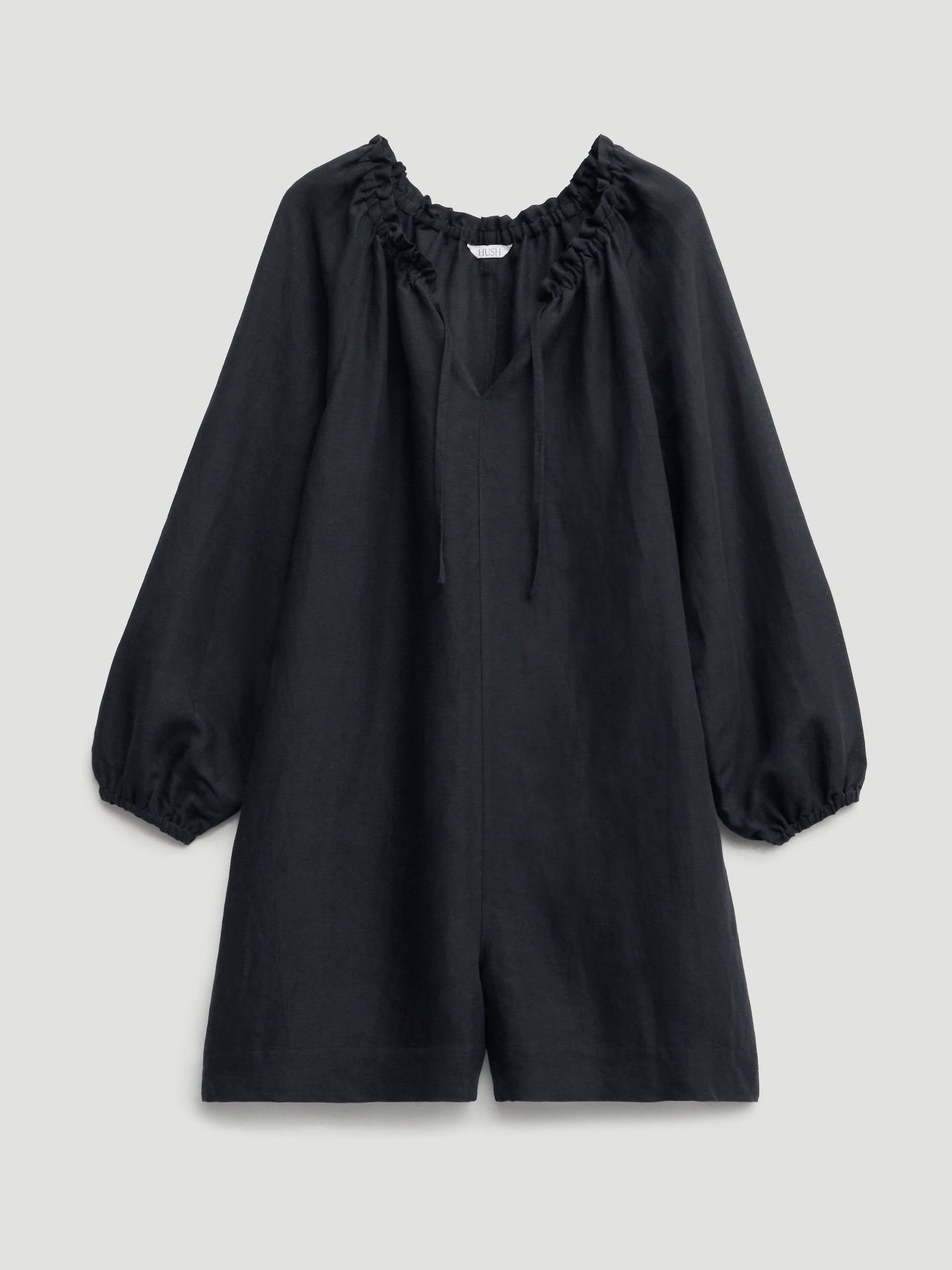 Hush Black Elia Linen Blend Playsuit - Image 5 of 5